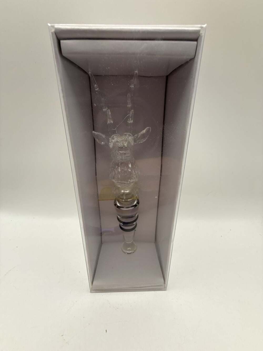 Clear Glass Reindeer Figural Wine Bottle Stopper